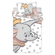 JERRY FABRICS Pamučna dječja posteljina za dječji krevetić 100x135 cm Dumbo "Dots" bijela/siva